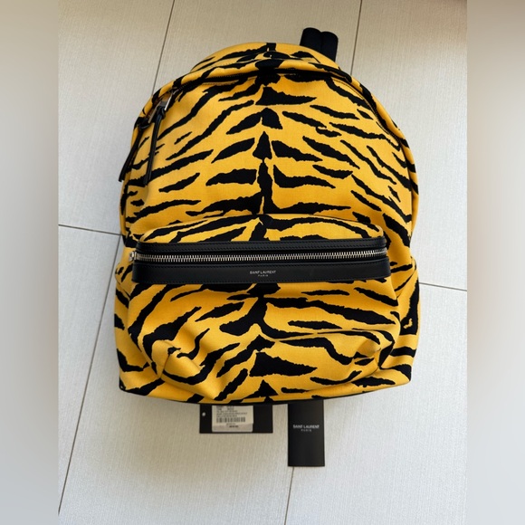 NWT Saint Laurent Leopard Yellow Black Backpack Travel main image 1